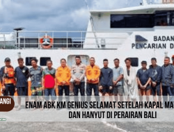 Enam ABK KM Genius Selamat Setelah Kapal Mati Mesin dan Hanyut di Perairan Bali