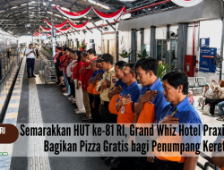 Semarakkan HUT ke-81 RI, Grand Whiz Hotel Praxis Surabaya Bagikan Pizza Gratis bagi Penumpang Kereta Api